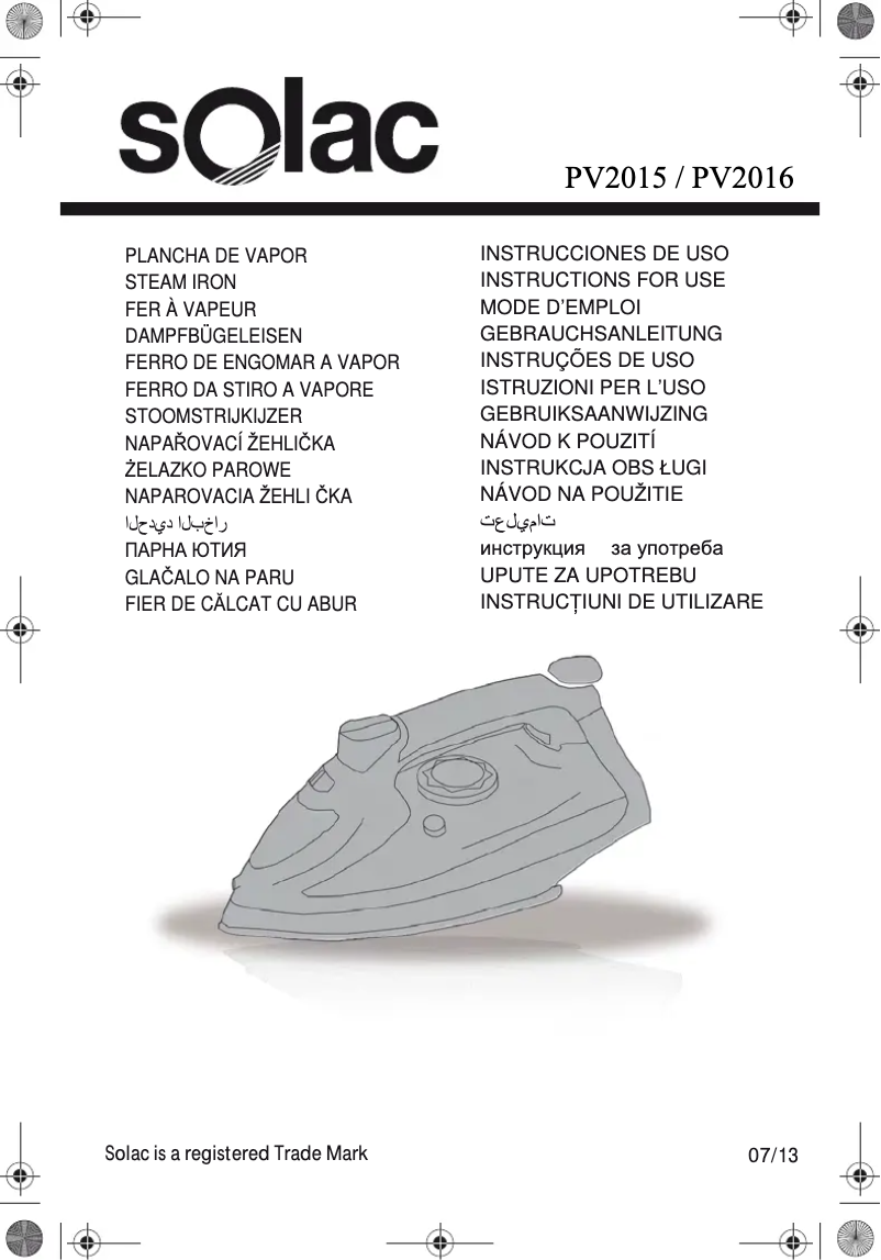 Page 1 de la notice Manuel utilisateur Solac PV2015