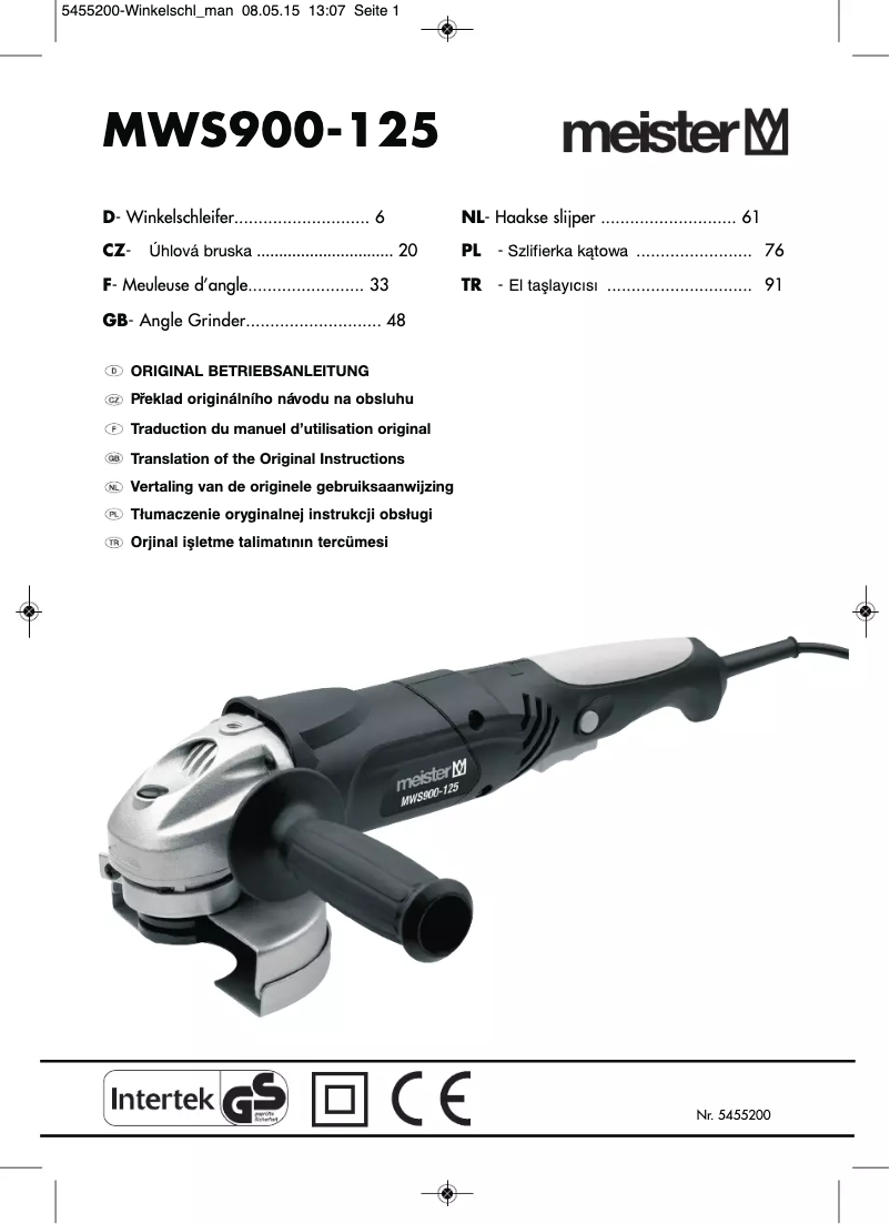 Page n°1 - Manuel utilisateur Meister Craft MWS900-125