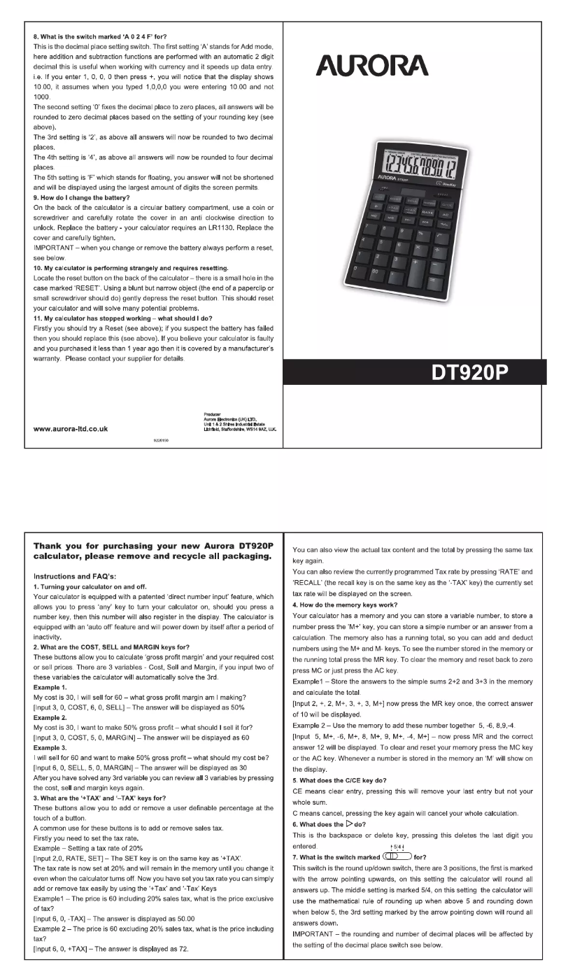 Image de la première page du manuel de l'appareil DT920P