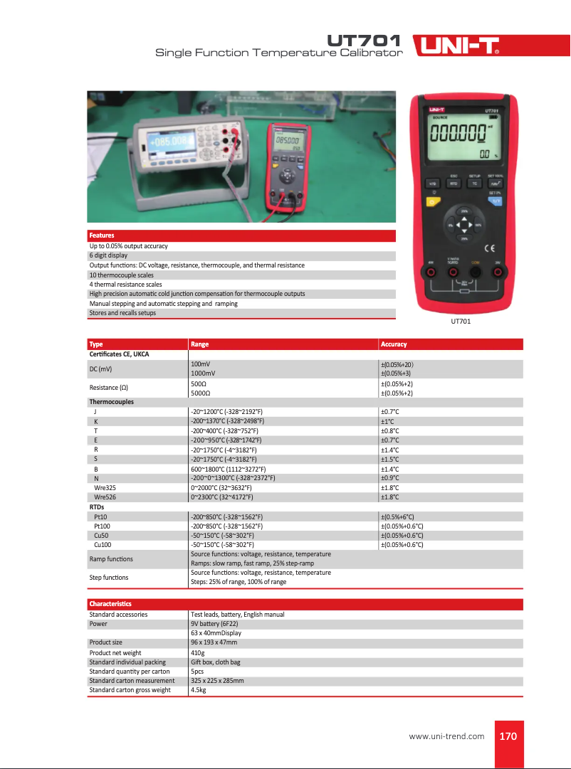 Page 1 de la notice Manuel utilisateur Uni-T UT701