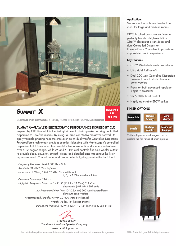 Page n°1 - Brochure Martin Logan Summit X