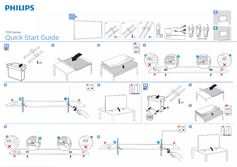 Page n°1 - Guide de démarrage rapide Philips 55PUT7374