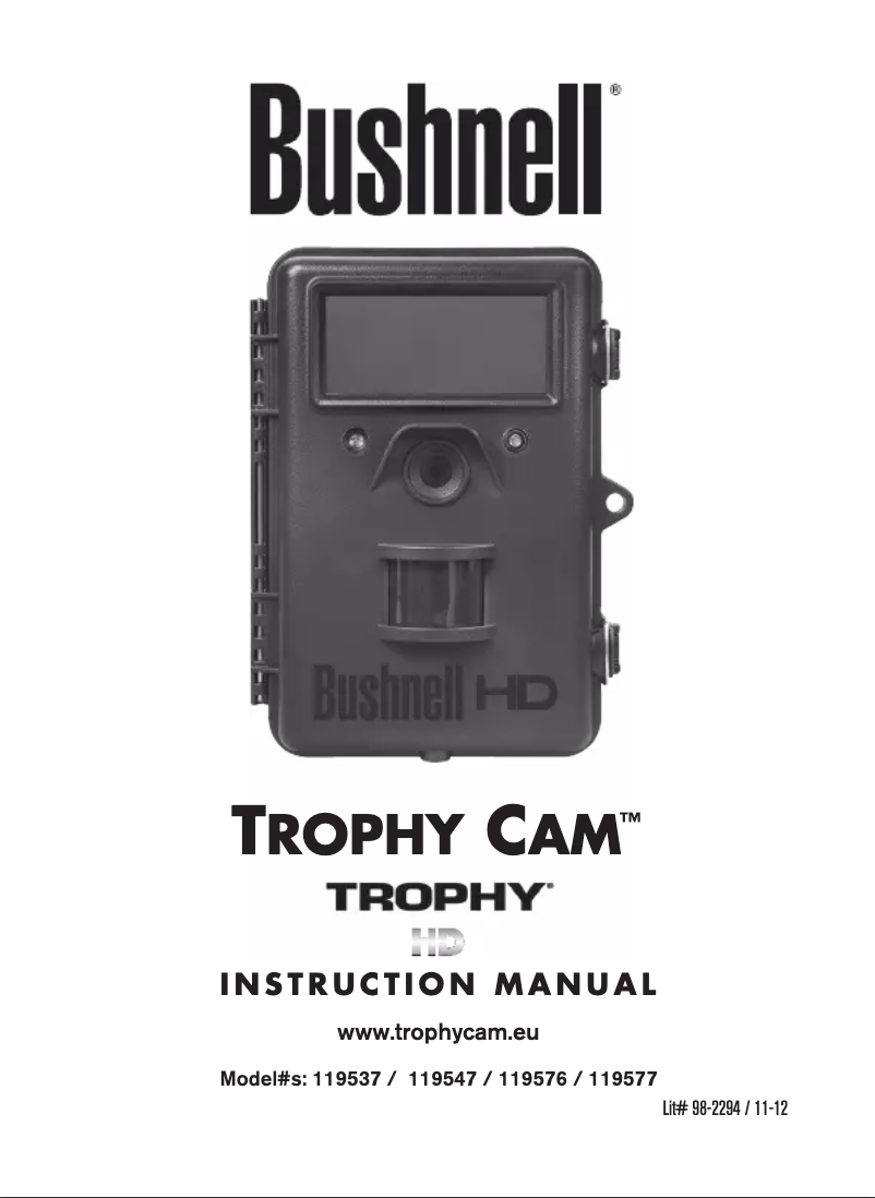 Page 1 of the manual User Manual Bushnell Trophy Cam 119577