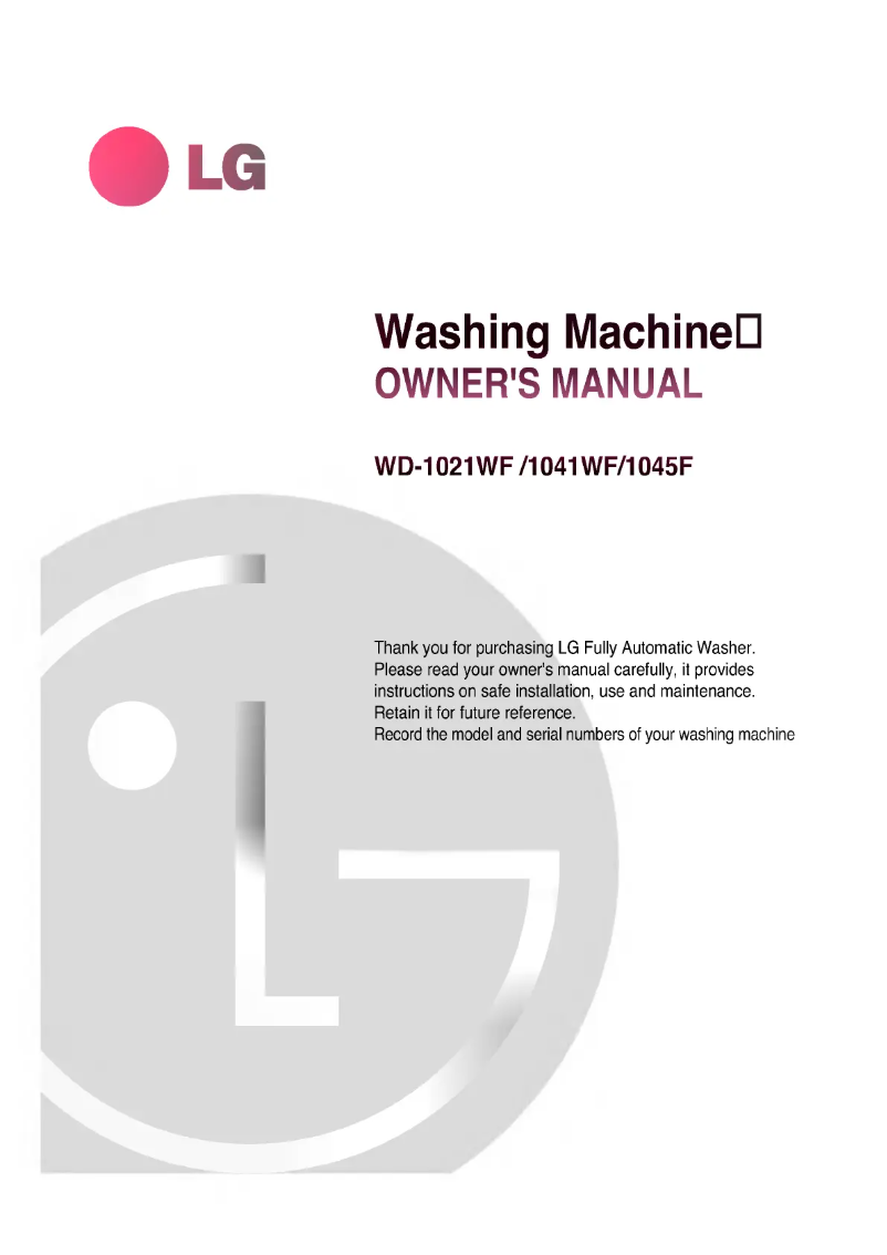 Page n°1 - Manuel utilisateur LG WD-1021WF