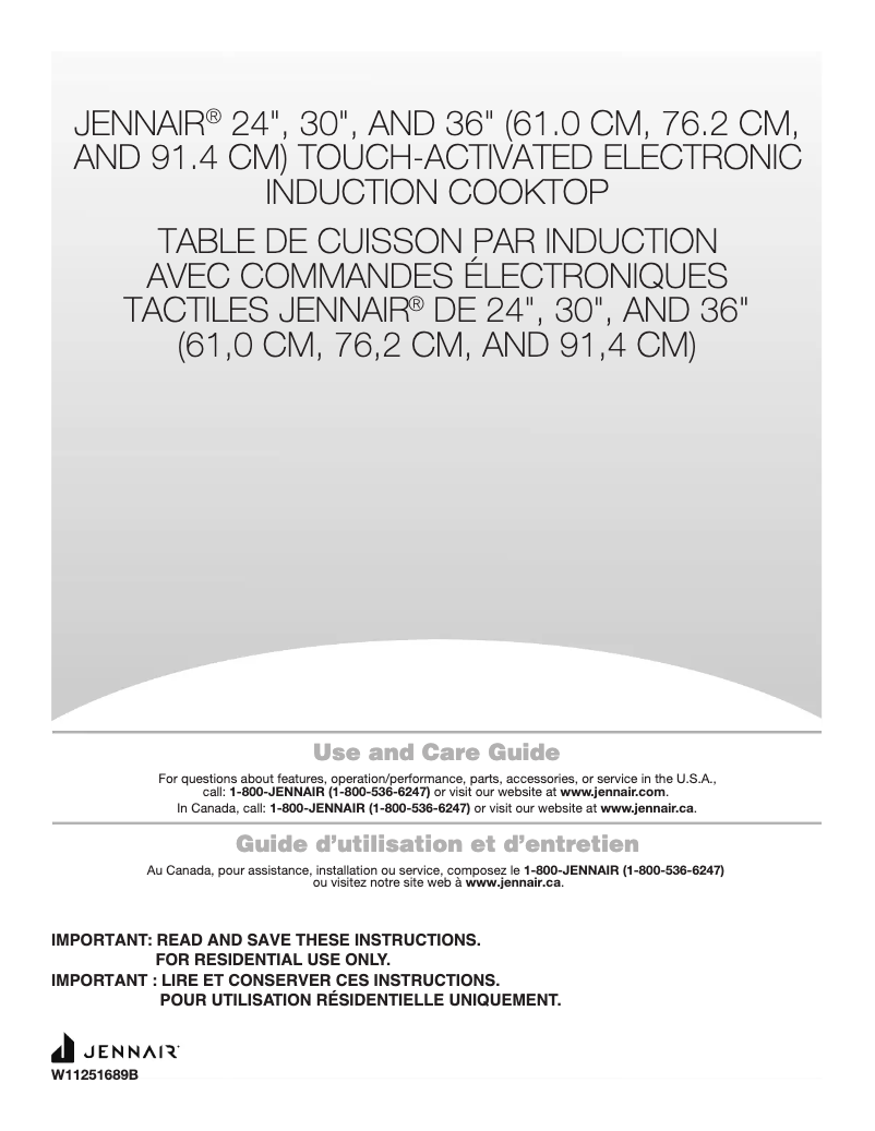 Page 1 de la notice Manuel d'utilisation et d'entretien JennAir JIC4730HB
