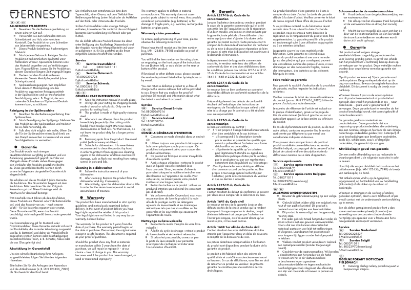 Page 1 de la notice Manuel utilisateur Ernesto HG01140A