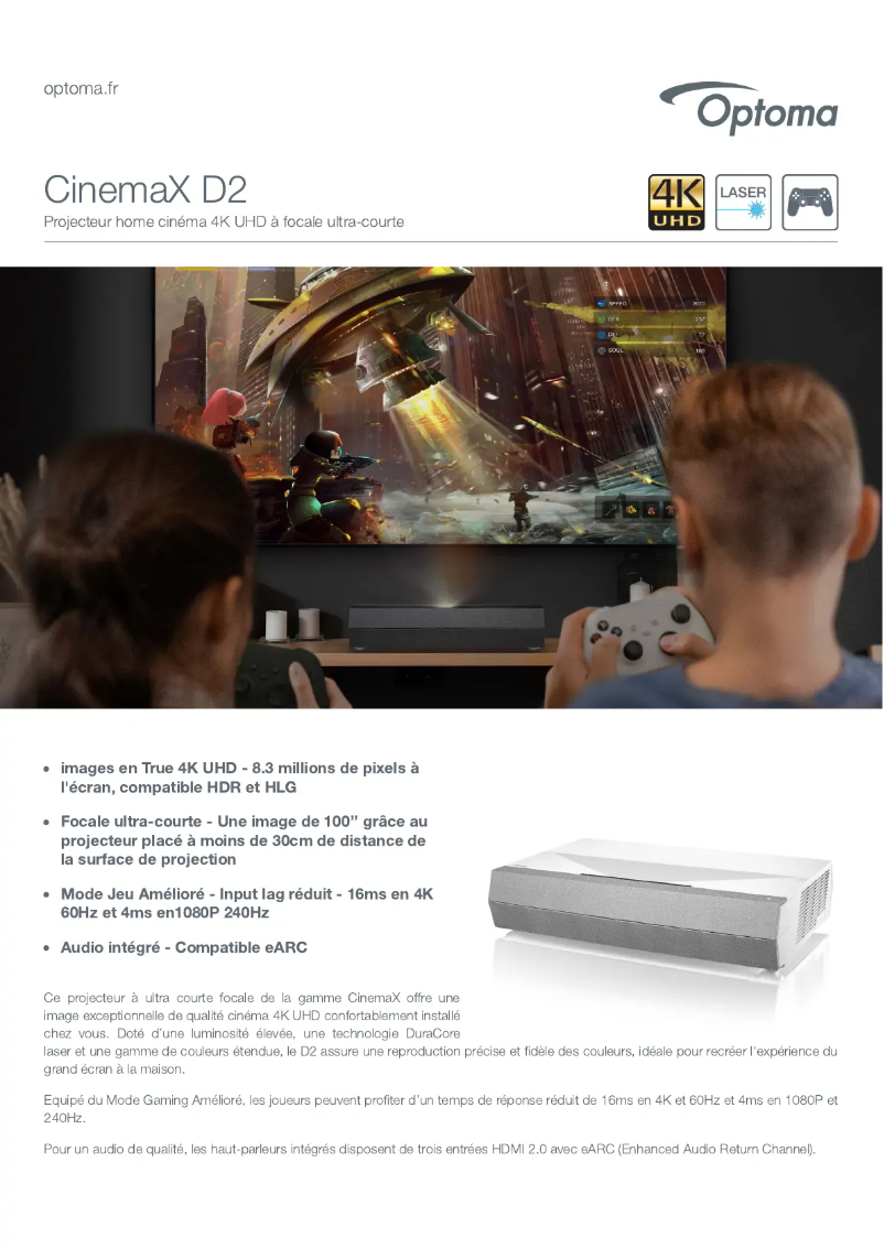 Image de la première page du manuel de l'appareil CinemaX D2