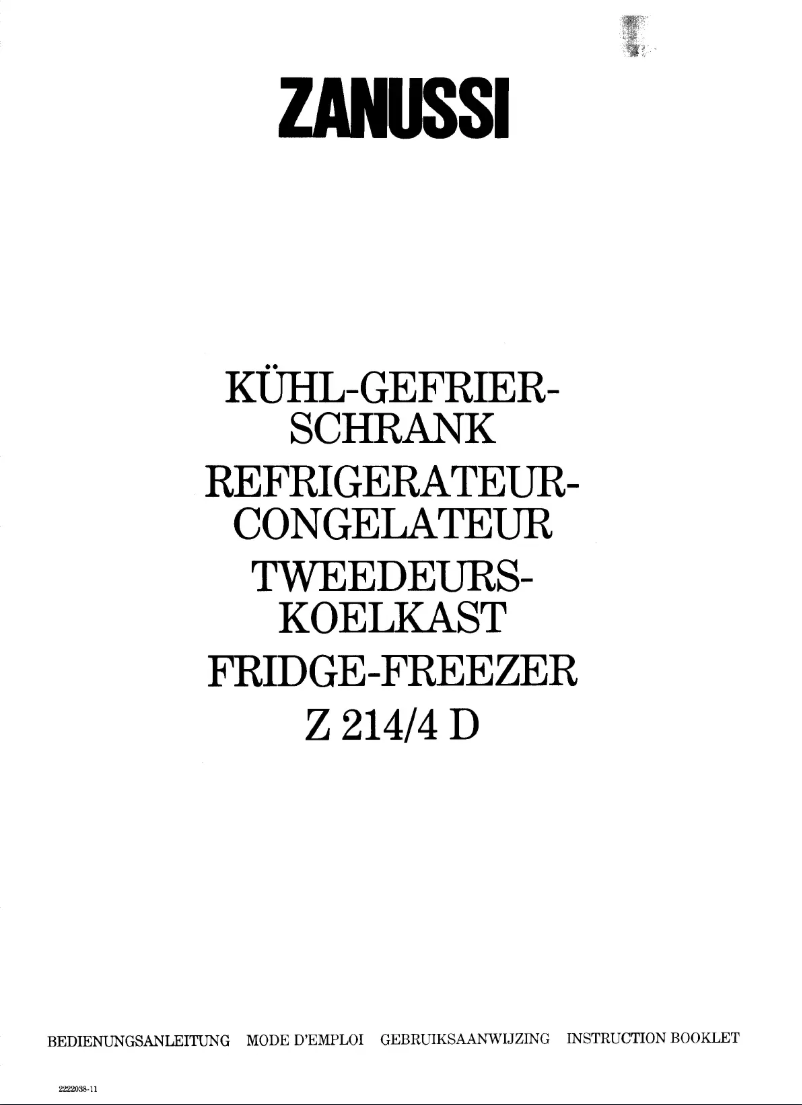 Page n°1 - Manuel utilisateur Zanussi Z 214-4D