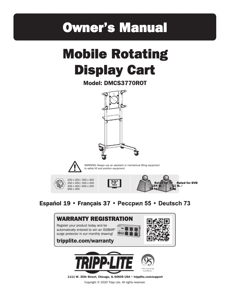 Page 1 de la notice Manuel utilisateur Tripp Lite DMCS3770ROT