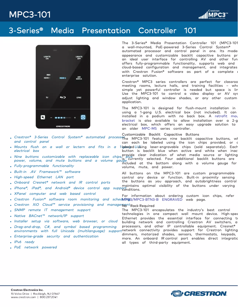 Image de la première page du manuel de l'appareil MPC3-101-B