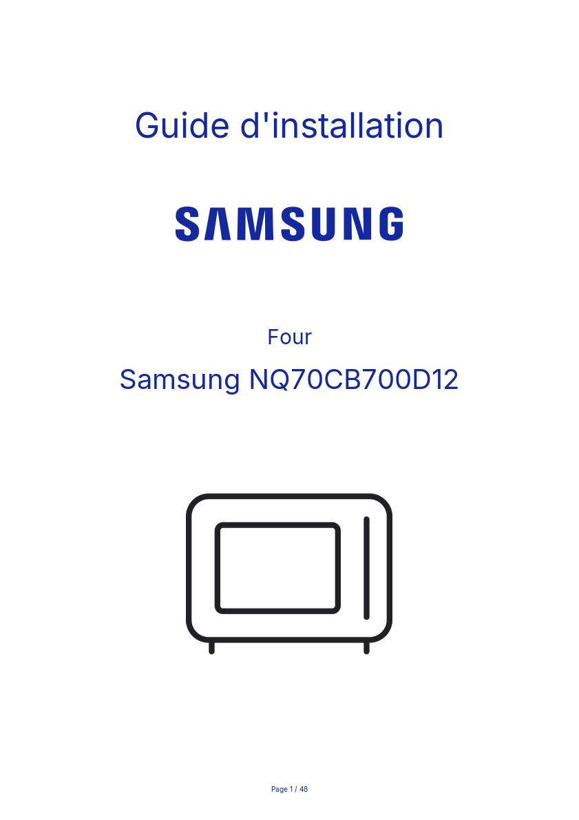 Page n°1 - Guide d'installation Samsung NQ70CB700D12
