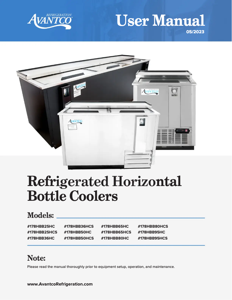 Page n°1 - Manuel utilisateur Avantco HBB-65-HC-S