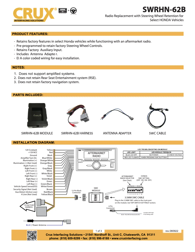 Image de la première page du manuel de l'appareil SWRHN-62B