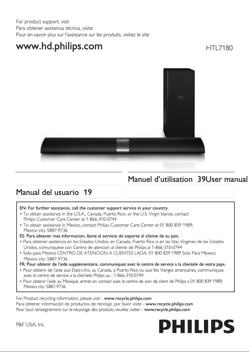 Página 1 del manual Manual de usuario Philips HTL7180