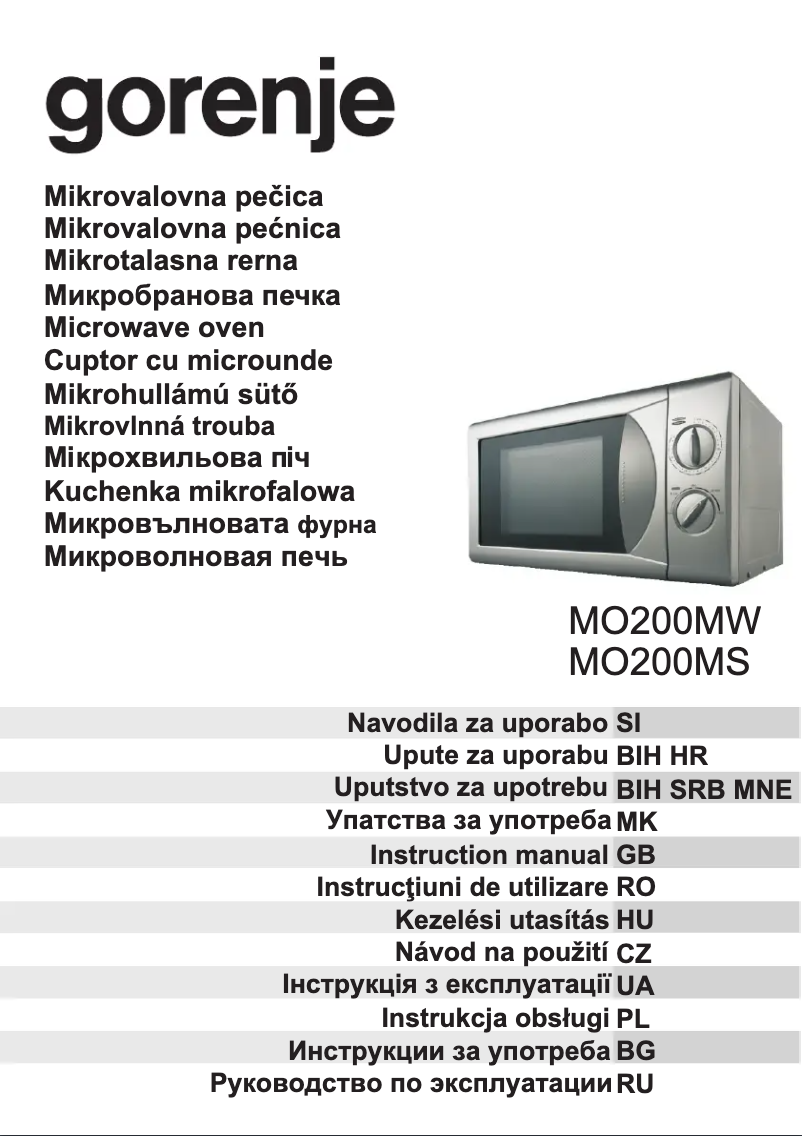 Page 1 de la notice Manuel utilisateur Gorenje MO200MS