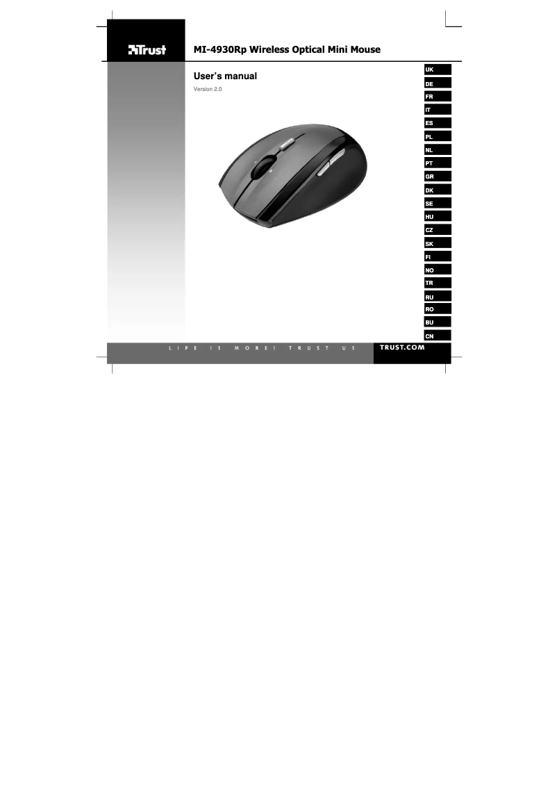 Page n°1 - Manuel utilisateur Trust Wireless Optical Mini Mouse MI-4930Rp (4 Pack)