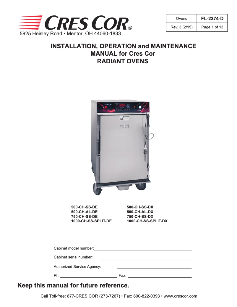 Image de la première page du manuel de l'appareil 1000CHSSSPLITSTKDE