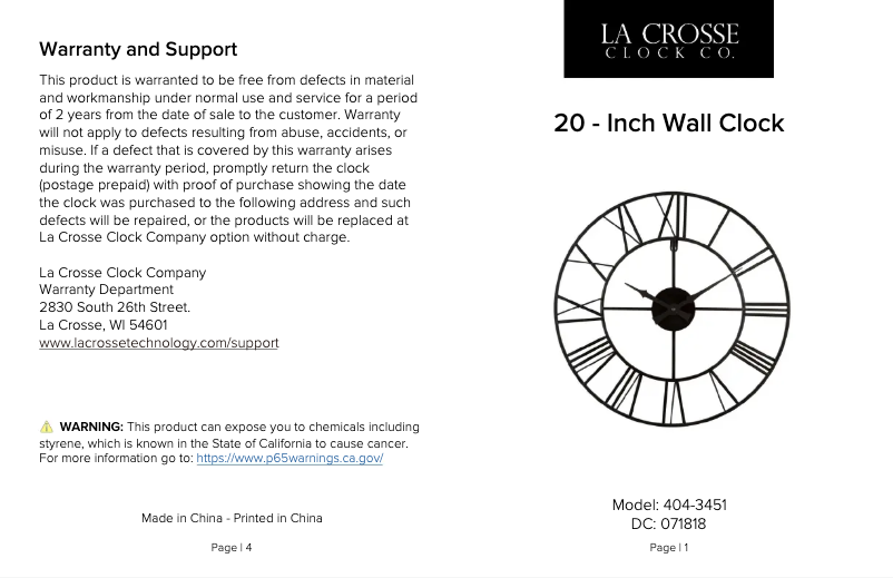 Page n°1 - Manuel utilisateur La Crosse Technology 404-3451