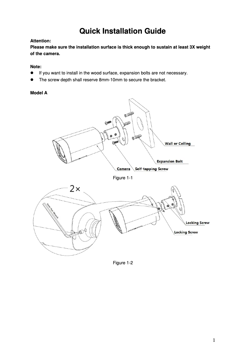 Page 1 de la notice Manuel utilisateur Dahua Technology HAC-HFW1200B