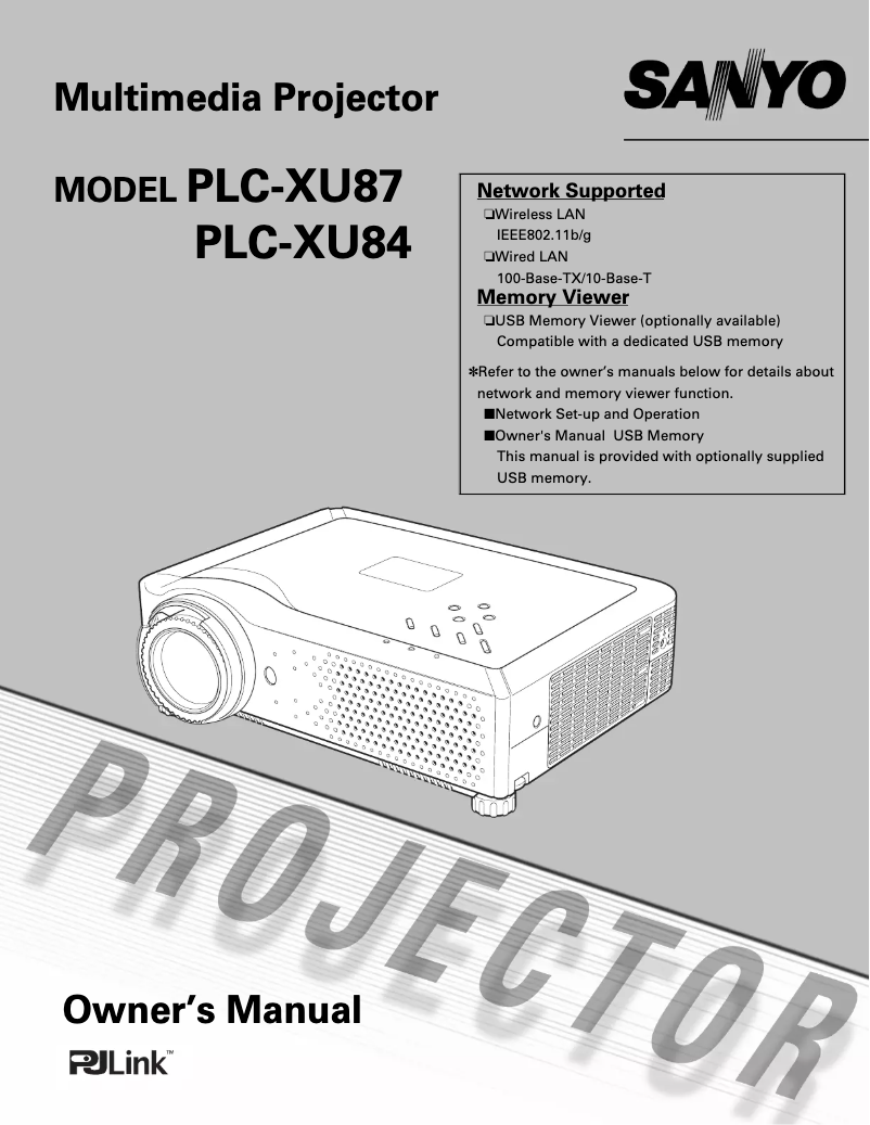 Image de la première page du manuel de l'appareil PLC-XU87