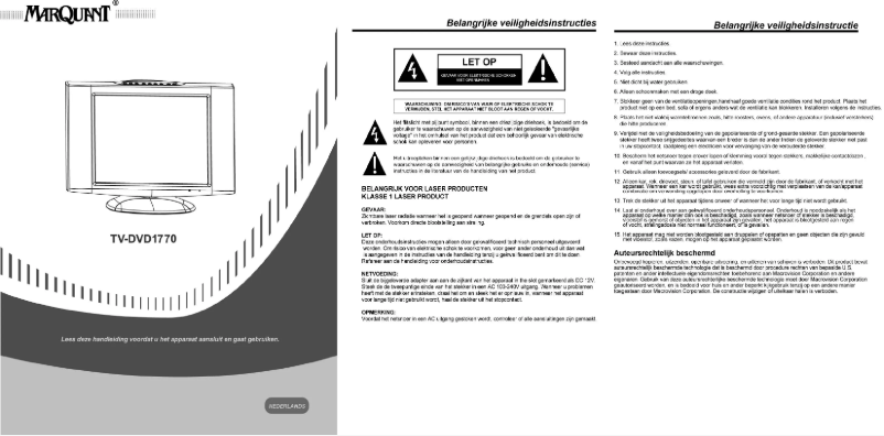Page n°1 - Manuel utilisateur Marquant TV-DVD1770