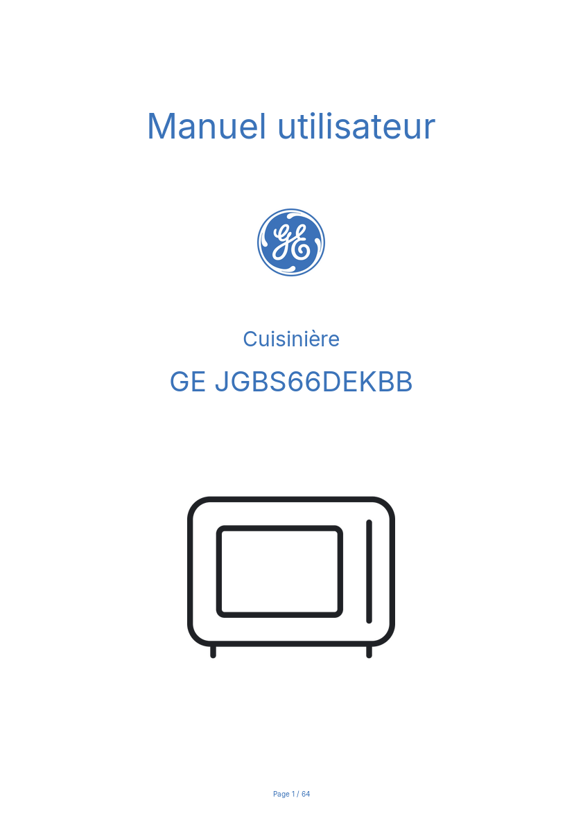Page n°1 - Manuel utilisateur GE JGBS66DEKBB