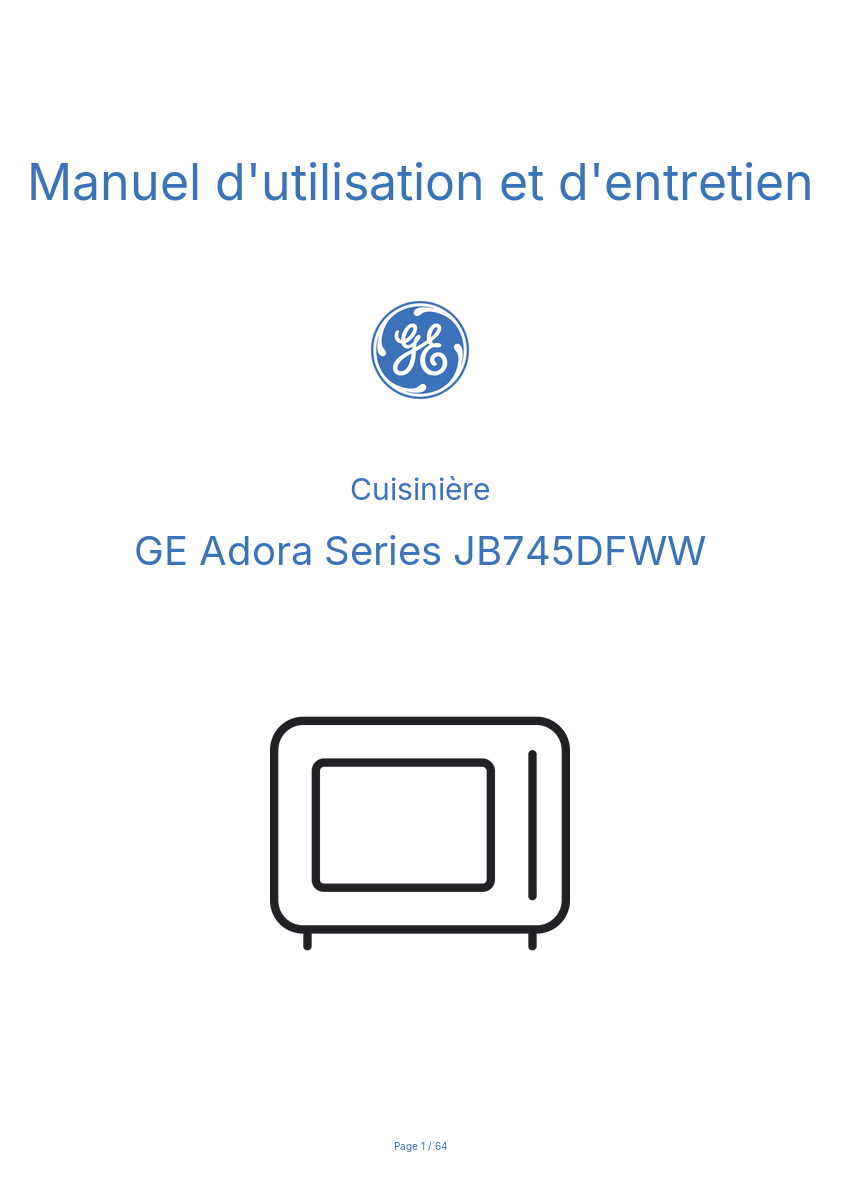 Image de la première page du manuel de l'appareil Adora Series JB745DFWW