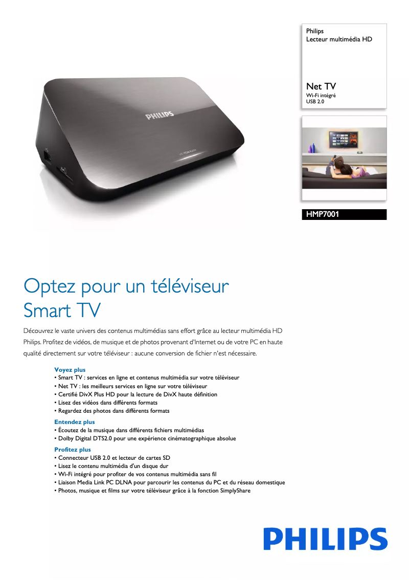 Page n°1 - Fiche technique Philips HMP7001