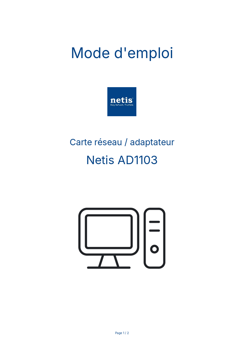 Page n°1 - Mode d'emploi Netis AD1103