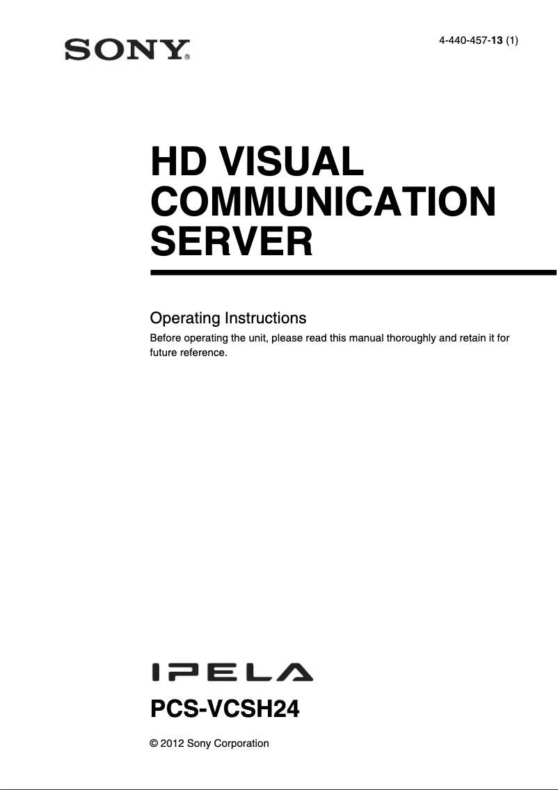 Page 1 de la notice Manuel utilisateur Sony PCS-VCSH24