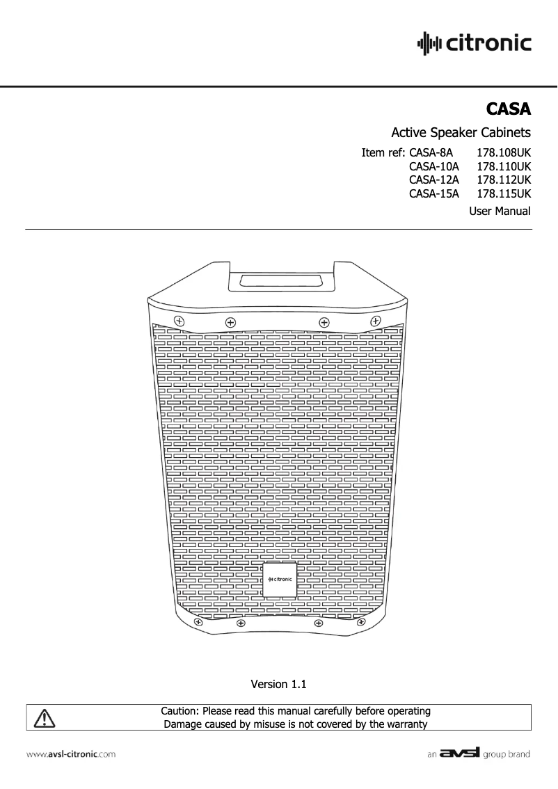Page n°1 - Manuel utilisateur Citronic CASA-15A
