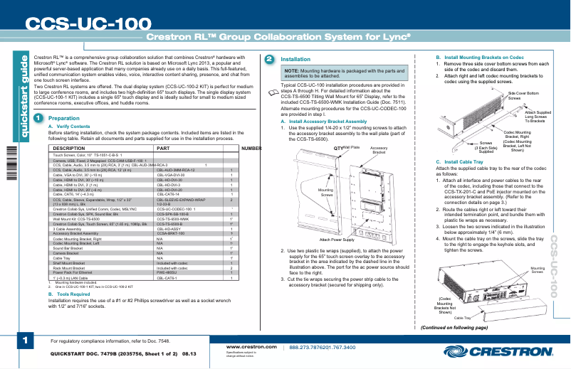 Página 1 del manual Manual de usuario Crestron CCS-UC-100