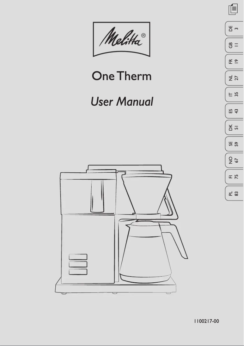 Page n°1 - Manuel utilisateur Melitta One Therm