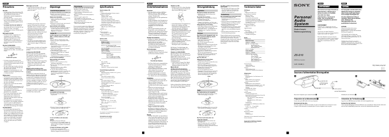 Page 1 de la notice Manuel utilisateur Sony ZS-D10