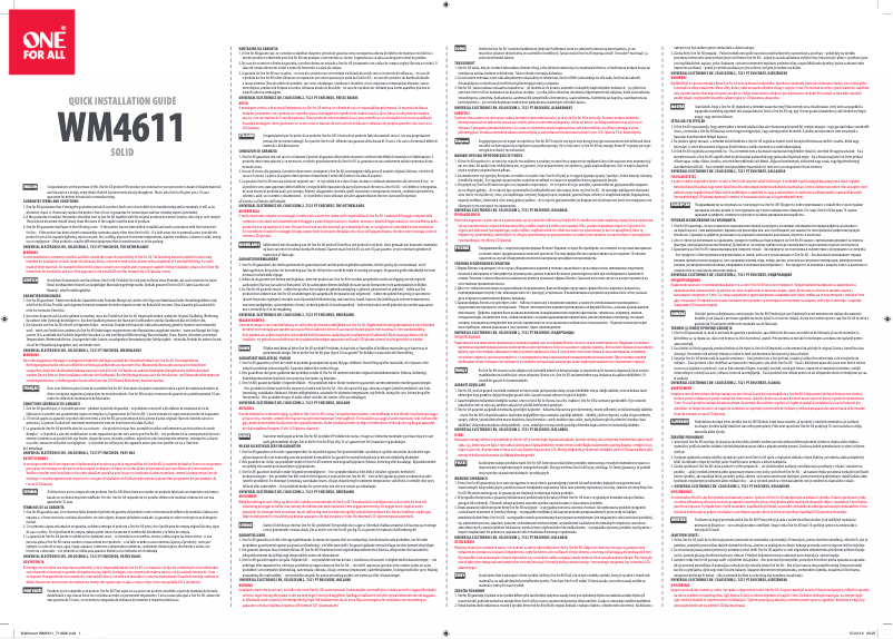Page n°1 - Manuel utilisateur One for all WM 4611