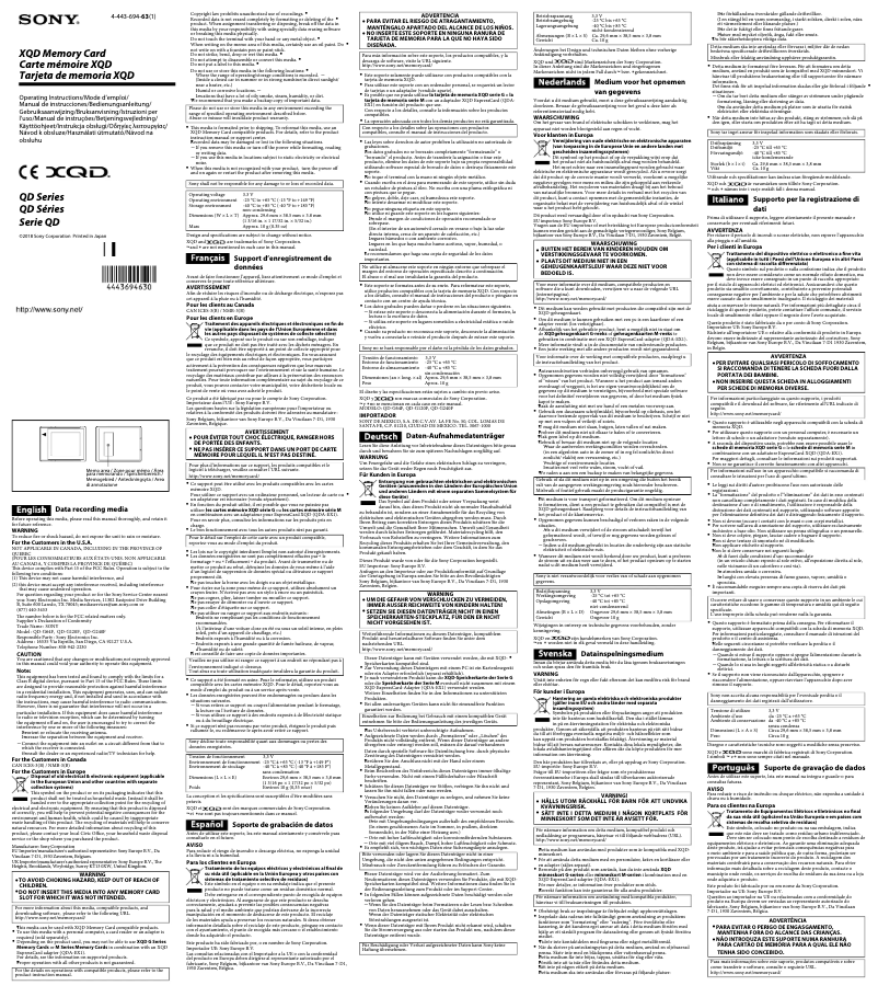 Page 1 de la notice Manuel utilisateur Sony QD-G64F