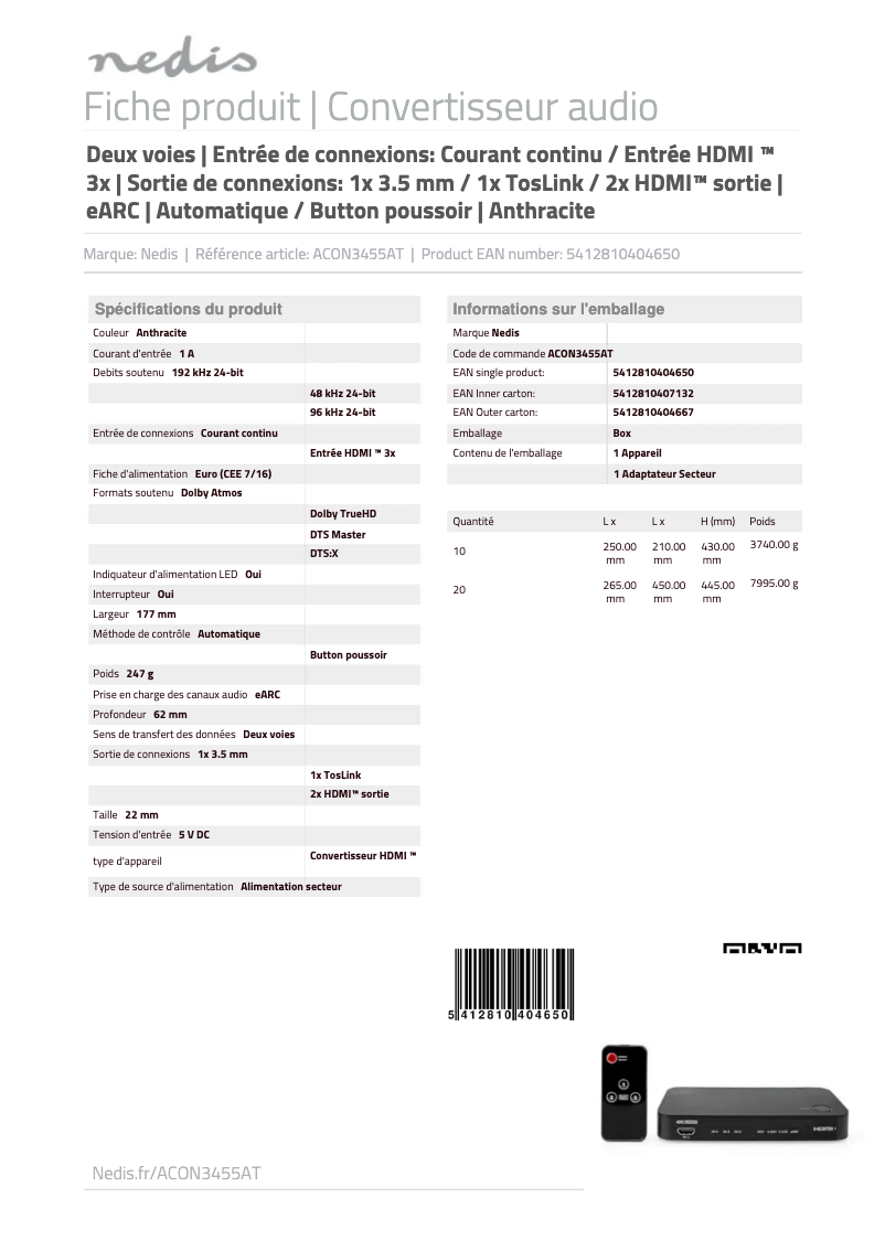 Image de la première page du manuel de l'appareil ACON3455AT