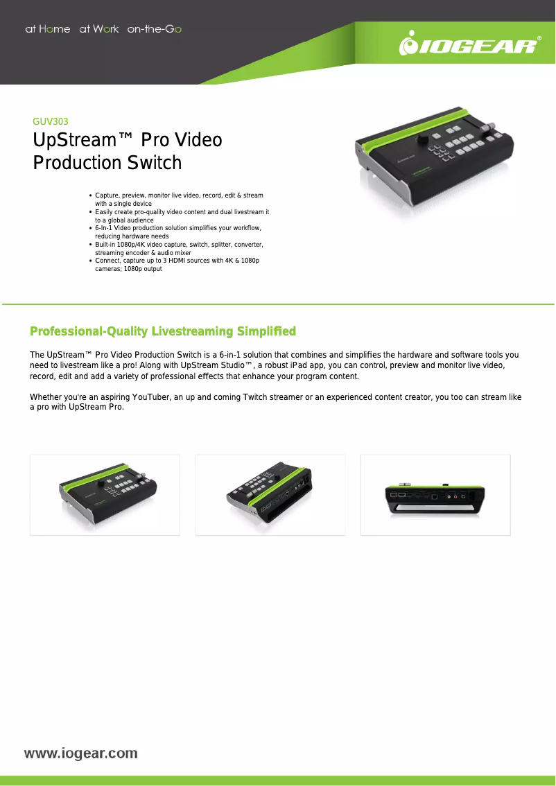 Image de la première page du manuel de l'appareil Upstream Pro GUV303