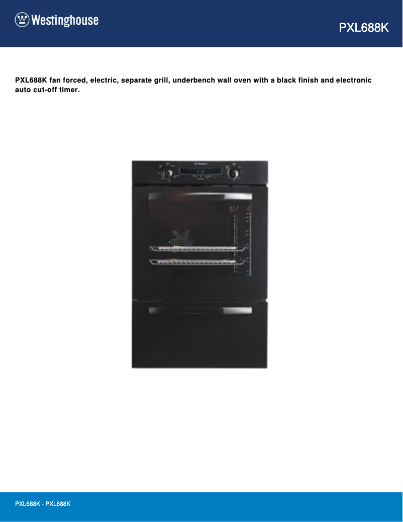 Page n°1 - Fiche technique Westinghouse PXL688K