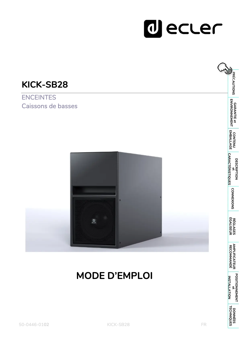 Page n°1 - Manuel utilisateur Ecler KICK-SB28