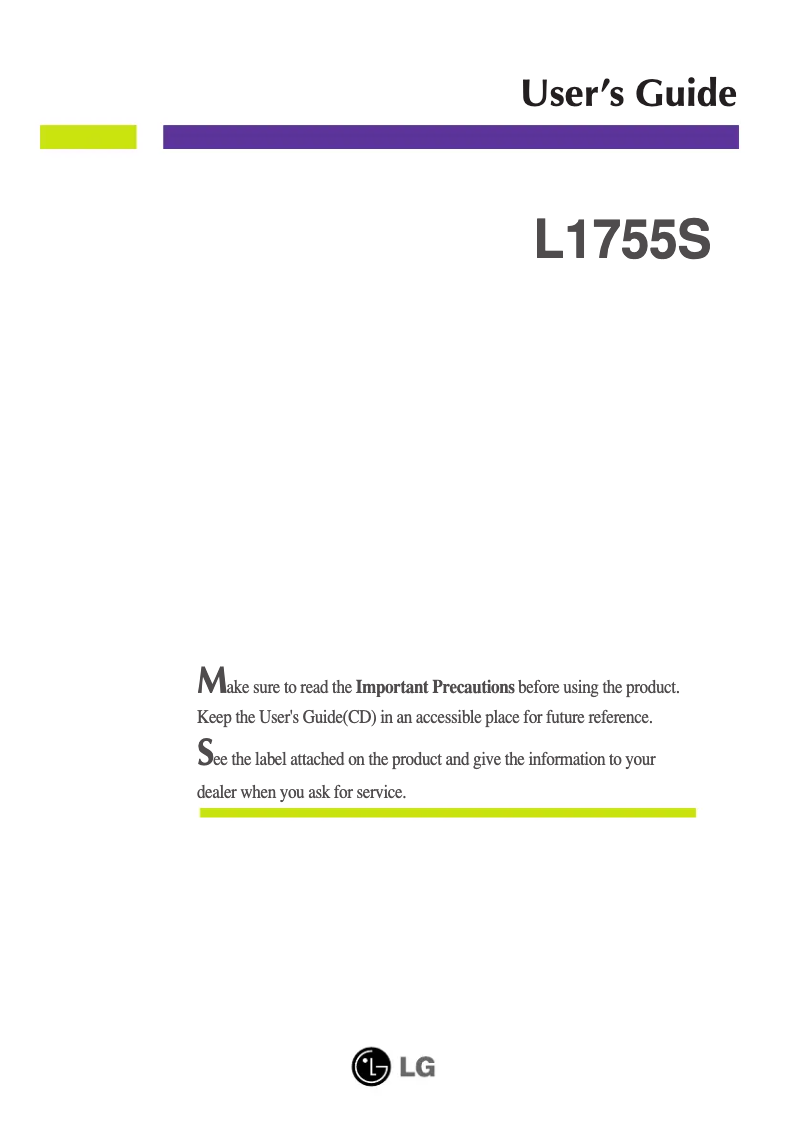 Page 1 de la notice Manuel utilisateur LG L1755S