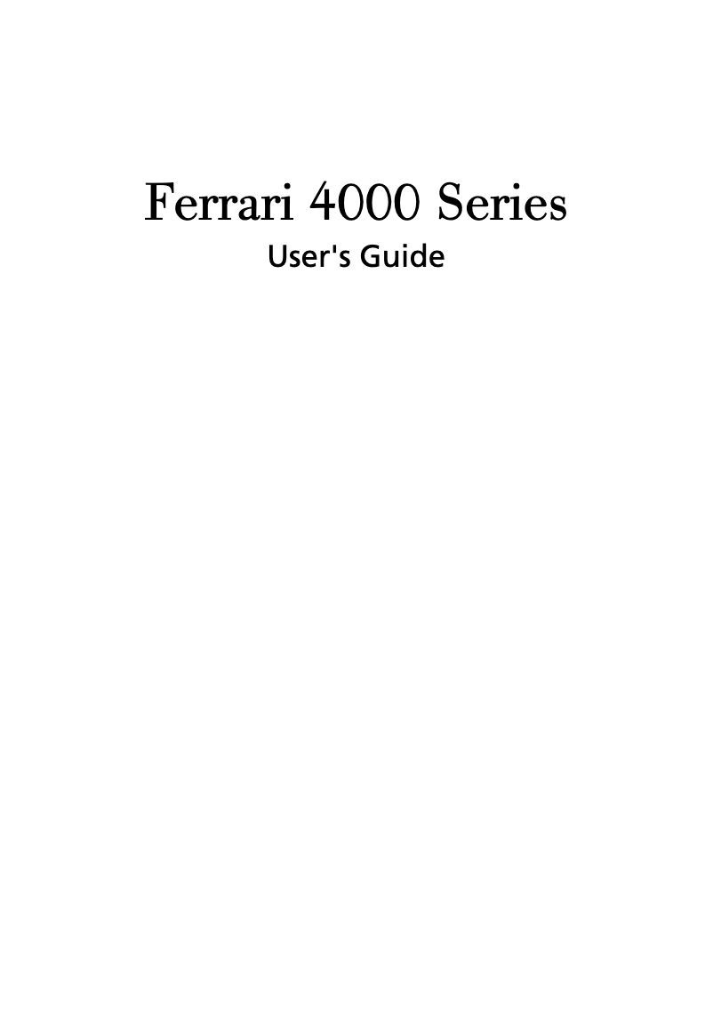 Image de la première page du manuel de l'appareil Ferrari 4000