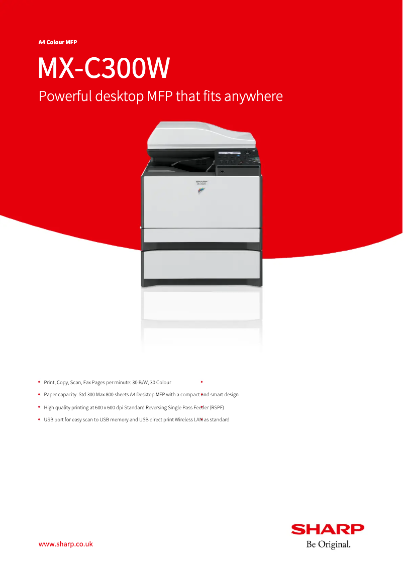 Page n°1 - Fiche technique Sharp MX-C300W