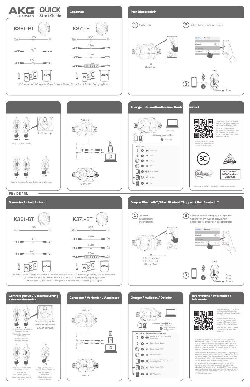 Page n°1 - Mode d'emploi AKG K371-BT