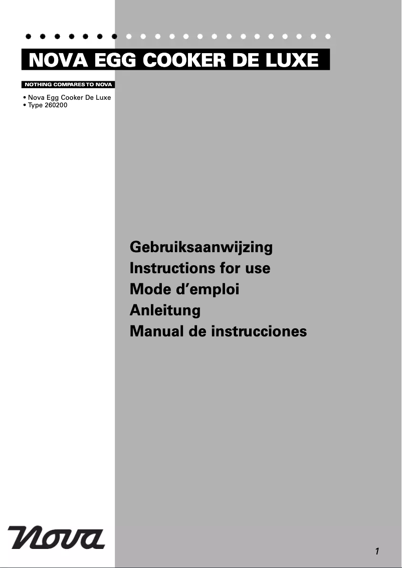 Page n°1 - Manuel utilisateur Nova De Luxe 260200