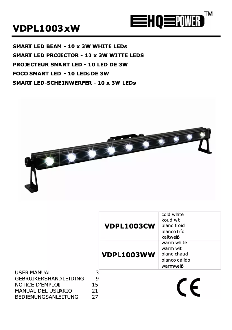 Page n°1 - Manuel utilisateur HQ Power VDPL1003CW