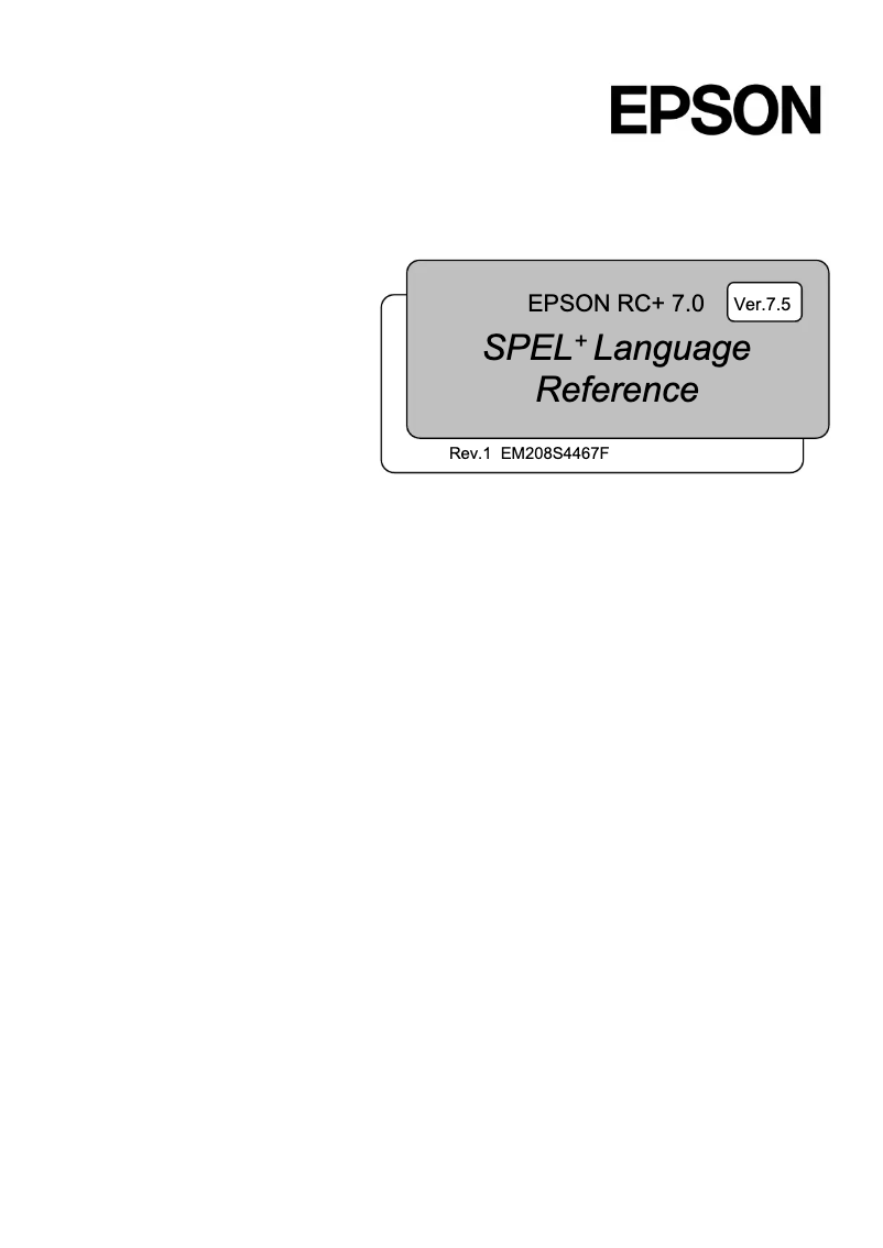 Page 1 de la notice Manuel utilisateur Epson RC+ 7.0