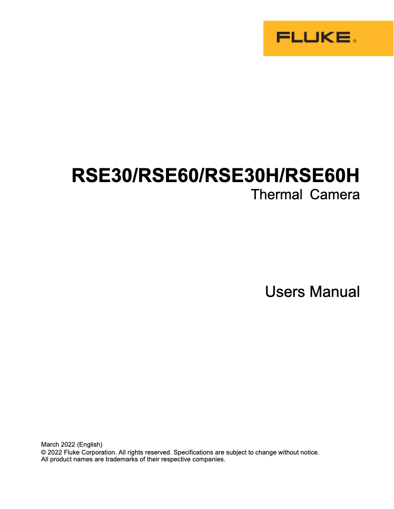 Page n°1 - Manuel utilisateur Fluke RSE60H