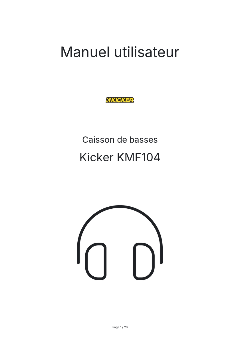 Image de la première page du manuel de l'appareil KMF104