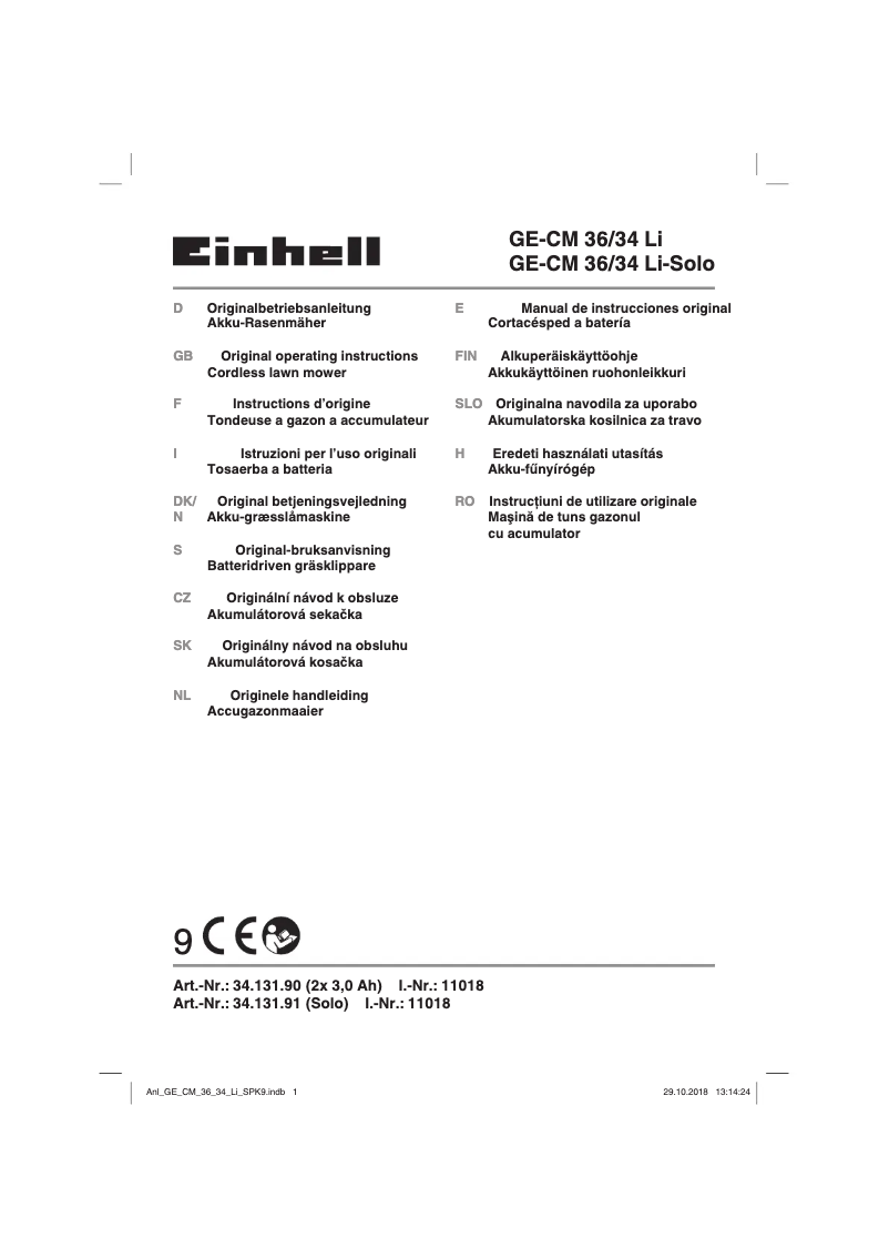 Image de la première page du manuel de l'appareil GE-CM 36/34 Li-Solo